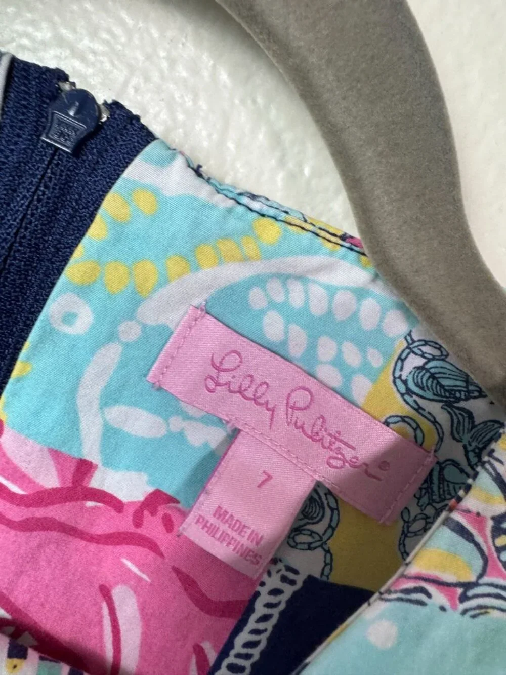 Lilly Pulitzer Girls Patchwork Sleeveless Shift Dress kids Size 7 100% Cotton